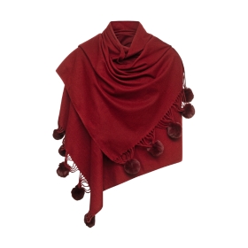 Pom Pom Scarf Maroon