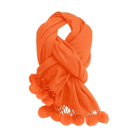 Pom Pom Scarf Orange